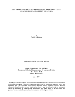 Aleutian Islands and Atka-Amlia Islands Management Areas Annual Salmon Management Report, 1996