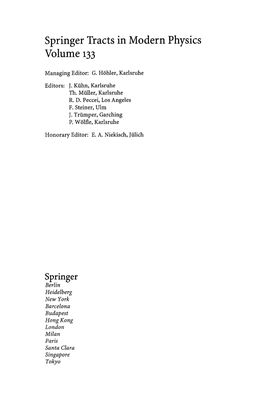 Springer Tracts in Modern Physics Volume 133