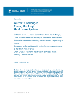 Current Challenges Facing the Iraqi Healthcare System