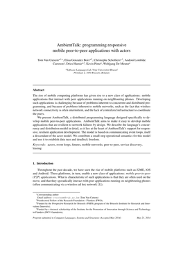 Ambienttalk: Programming Responsive Mobile Peer-To-Peer Applications with Actors