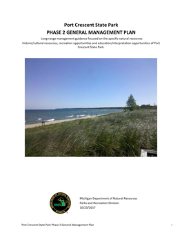 Port Crescent State Park General Management Plan