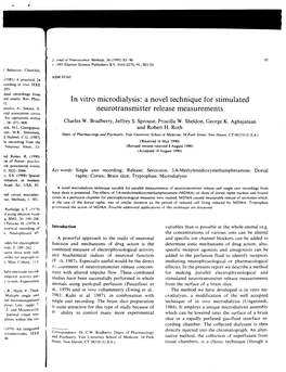 In Vitro Microdialysis' a Novel Technique for Stimulated Poulos, A., Sakata, H