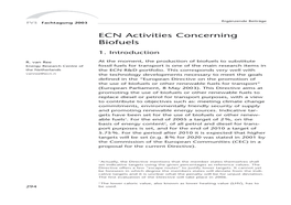 ECN Activities Concerning Biofuels