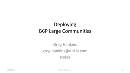 Deploying BGP Large Communities