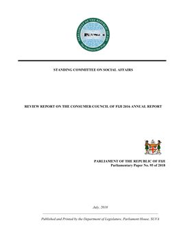 Review Report on the Consumer Council of Fiji 2016 Annual Report