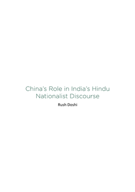 China's Role in India's Hindu Nationalist Discourse