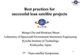 Best Practices for Successful Lean Satellite Projects
