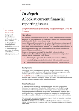 Corporate Treasury Industry Supplement for IFRS 16 'Leases'