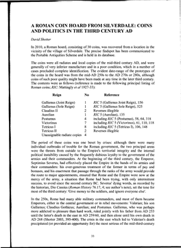 A Roman Coin Hoard from Sil Verdale: Coins and Politics in the Third Century Ad