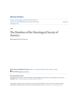 The Members of the Mariological Society of America