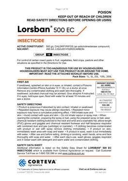 Lorsban 500 EC Label
