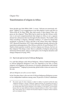 Transformation of Religion in Africa