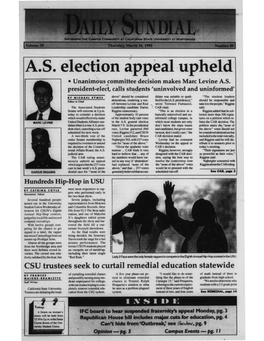 A.S. Election Appeal Upheld • Unanimous ...Committee