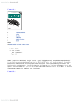 [ Team Lib ] BLAST (Basic Local Alignment Search Tool) Is a Set Of
