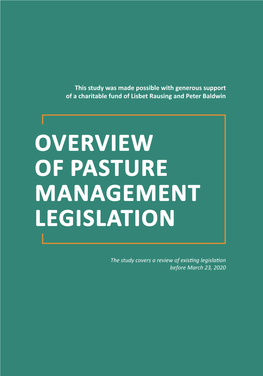 Overview of Pasture Management Legislation