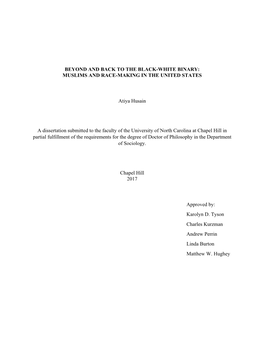 Beyond and Back to the Black-White Binary: Muslims and Race-Making in the United States