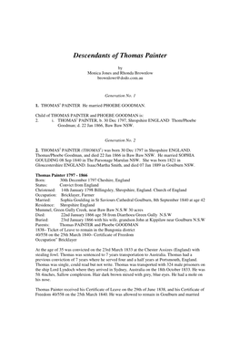 Descendants of Thomas Painter