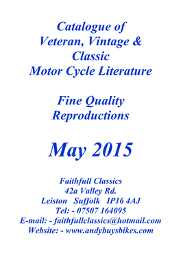 Catalogue of Veteran, Vintage & Classic Motor Cycle Literature