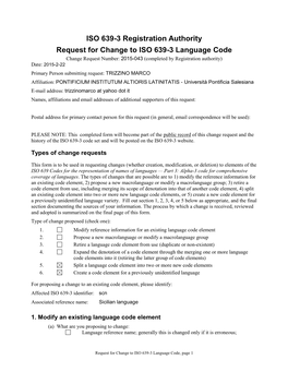 ISO 639-3 Code Split Request Template