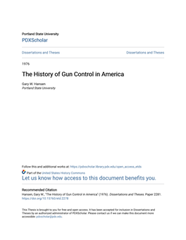 The History of Gun Control in America