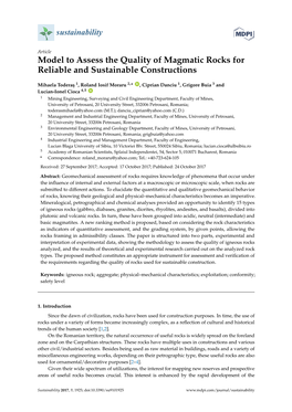 Model to Assess the Quality of Magmatic Rocks for Reliable and Sustainable Constructions