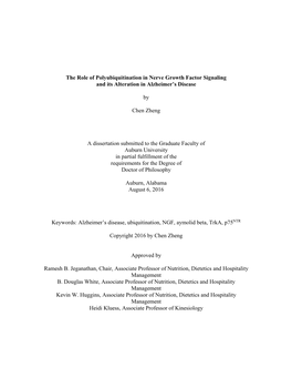 The Role of Polyubiquitination in Nerve Growth Factor Signaling and Its Alteration in Alzheimer’S Disease