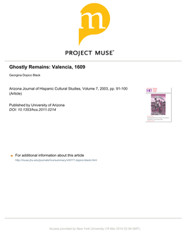 Ghostly Remains: Valencia, 1609