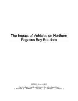 The Impact of Vehicles on Northern Pegasus Bay Beaches