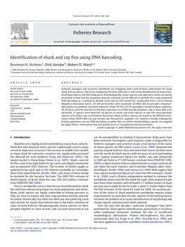 Fisheries Research Identification of Shark and Ray Fins Using DNA