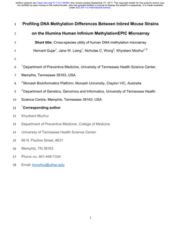 Profiling DNA Methylation Differences Between Inbred Mouse Strains