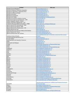 Entidad Sitio Web Presidencia De La República Ministerio Ambiente Y Desarrollo Sostenible
