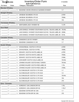 Inventory/Order Form