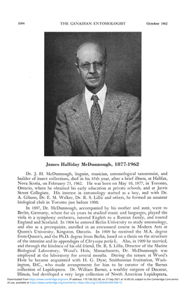James Halliday Mcdunnough, 1877-1962