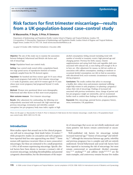 Risk Factors for First Trimester Miscarriage—Results from a UK