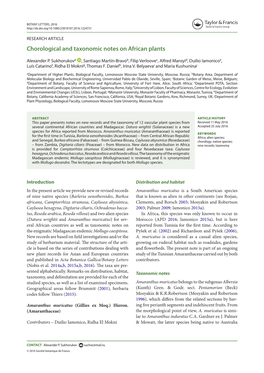 Chorological and Taxonomic Notes on African Plants