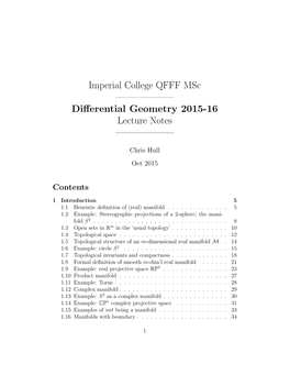 Differential Geometry 2015-16 Lecture Notes