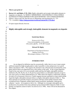 Highly Siderophile and Strongly Chalcophile Elements in Magmatic