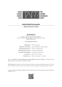 Turkish Academic Research Review Türk