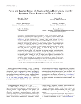 Parent and Teacher Ratings of Attention-Deficit/Hyperactivity Disorder Symptoms: Factor Structure and Normative Data