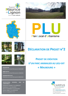 Note De Présentation – Mars 2020 1 Déclaration De Projet N°2 Emportant Mise En Compatibilité Du Plan Local D’Urbanisme Commune De Saint-Maurice-De-Lignon