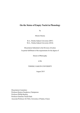 On the Status of Empty Nuclei in Phonology