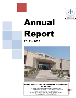 Annual Report of the Year 2012-2013 for Submission Before the Hon’Ble Parliament Through the Govt