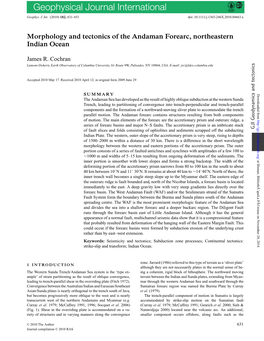 Morphology and Tectonics of the Andaman Forearc, Northeastern Indian Ocean