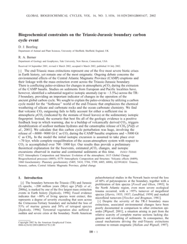 Biogeochemical Constraints on the Triassic-Jurassic Boundary Carbon Cycle Event D