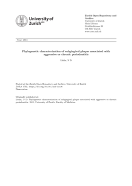 Phylogenetic Characterization of Subgingival Plaque Associated with Aggressive Or Chronic Periodontitis