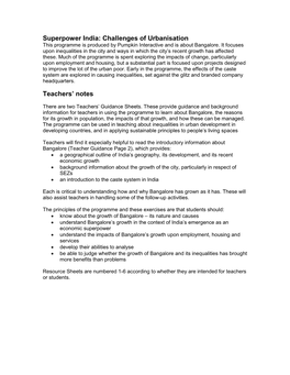 Challenges of Urbanisation This Programme Is Produced by Pumpkin Interactive and Is About Bangalore