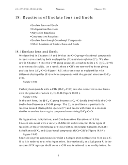 18: Reactions of Enolate Ions and Enols