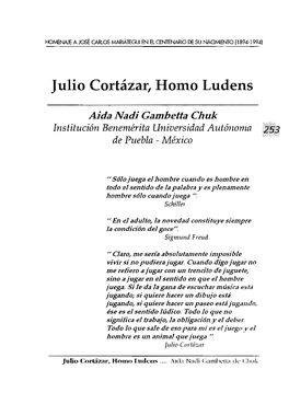 Julio Cortázar, Homo Ludens