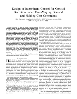 Design of Intermittent Control for Cortisol Secretion Under Time