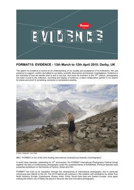 FORMAT15: EVIDENCE - 13Th March to 12Th April 2015: Derby, UK